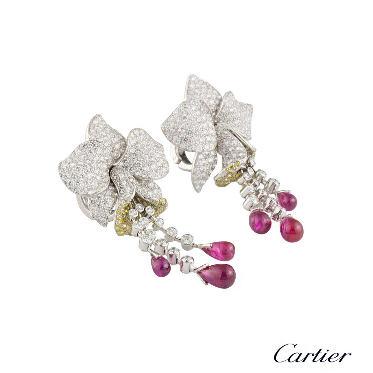 cartier orchid diamond earrings